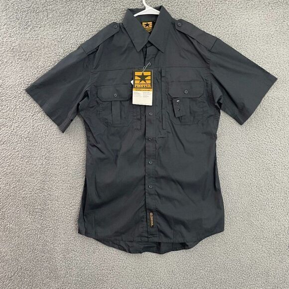 Proper Tactical‎ Shirt Men S Charcoal Ripstop Short Sleeve Button Down NEW - Picture 1 of 13